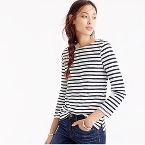 EUC J.Crew classic sailor striped boat neck tee XS 3/4 sleeve